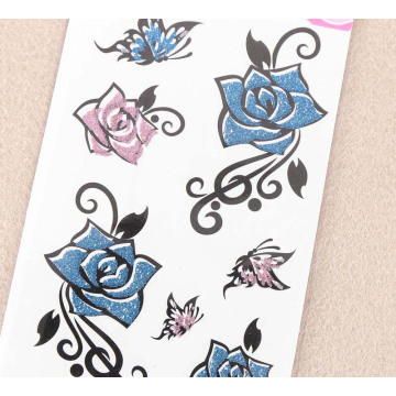 Autocollant de tatouage de corps de fleur de paillettes sexy imperméable arrière complet non toxique